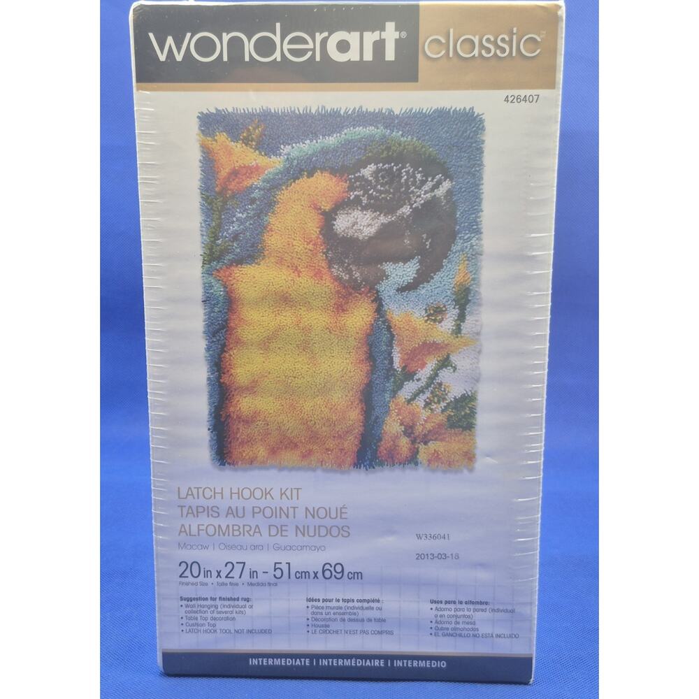 Charon WonderArt Macaw Latch Hook Kit 20x27" New Sealed